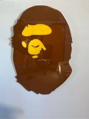 A Bathing Ape Wall Art Wood Cutout Yellow Brown